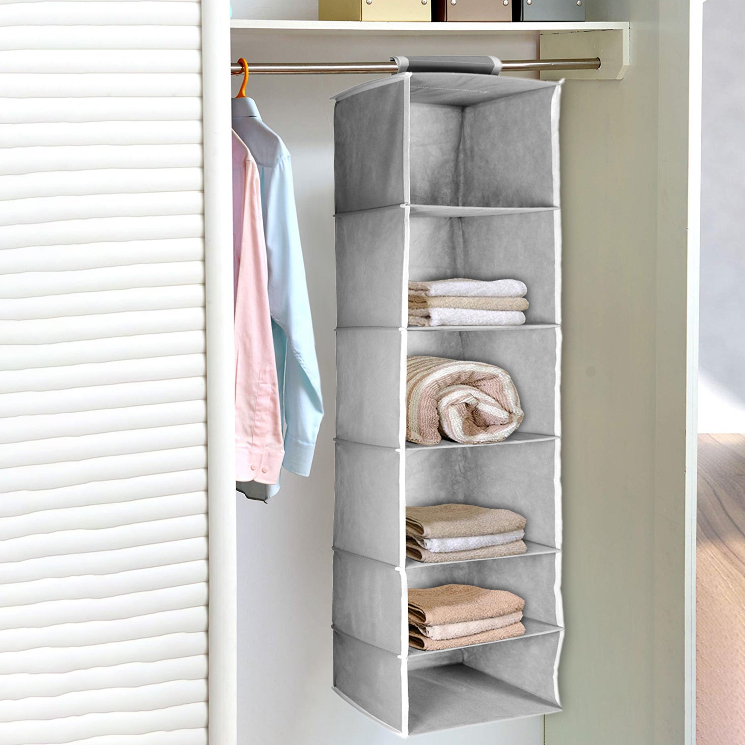 6370 6 Shelf Hanging Closet Organizer, Space Saver, Sweater & Clothing Shelves, Breathable Material Keeps Away Dust & Odors, DeoDap 6370 6 Shelf Hanging Closet Organizer, Space Saver, Sweater & Clothing Shelves, Breathable Material Keeps Away Dust & Odors, DeoDap